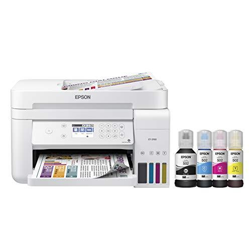 Epson EcoTank ET-3760 Wireless Color All-in-One Cartridge-Free Supertank Printer with Scanner, Copier, ADF and Ethernet, White