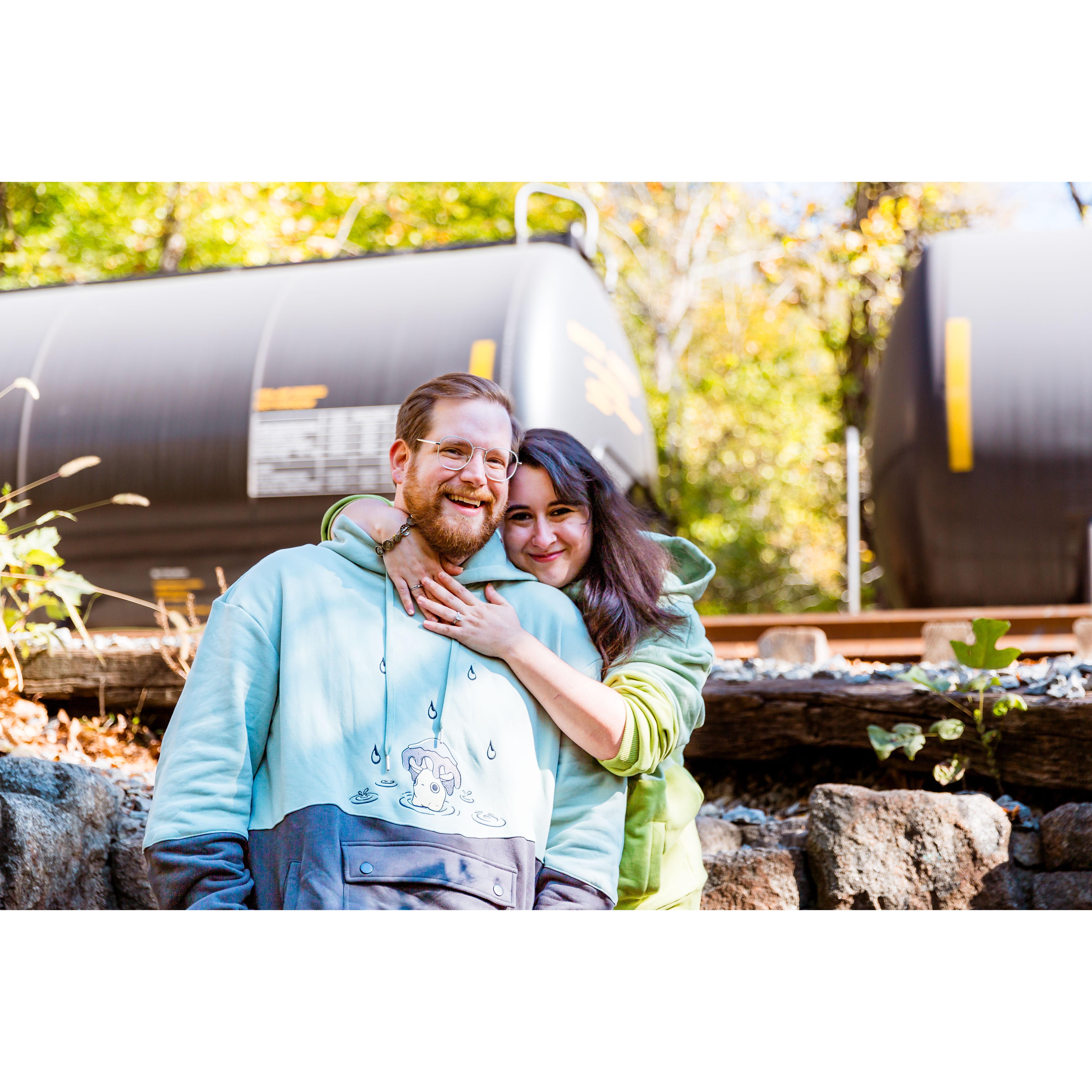 October 2024 Engagement Photo session.  We love our matching Mushling sweaters.
