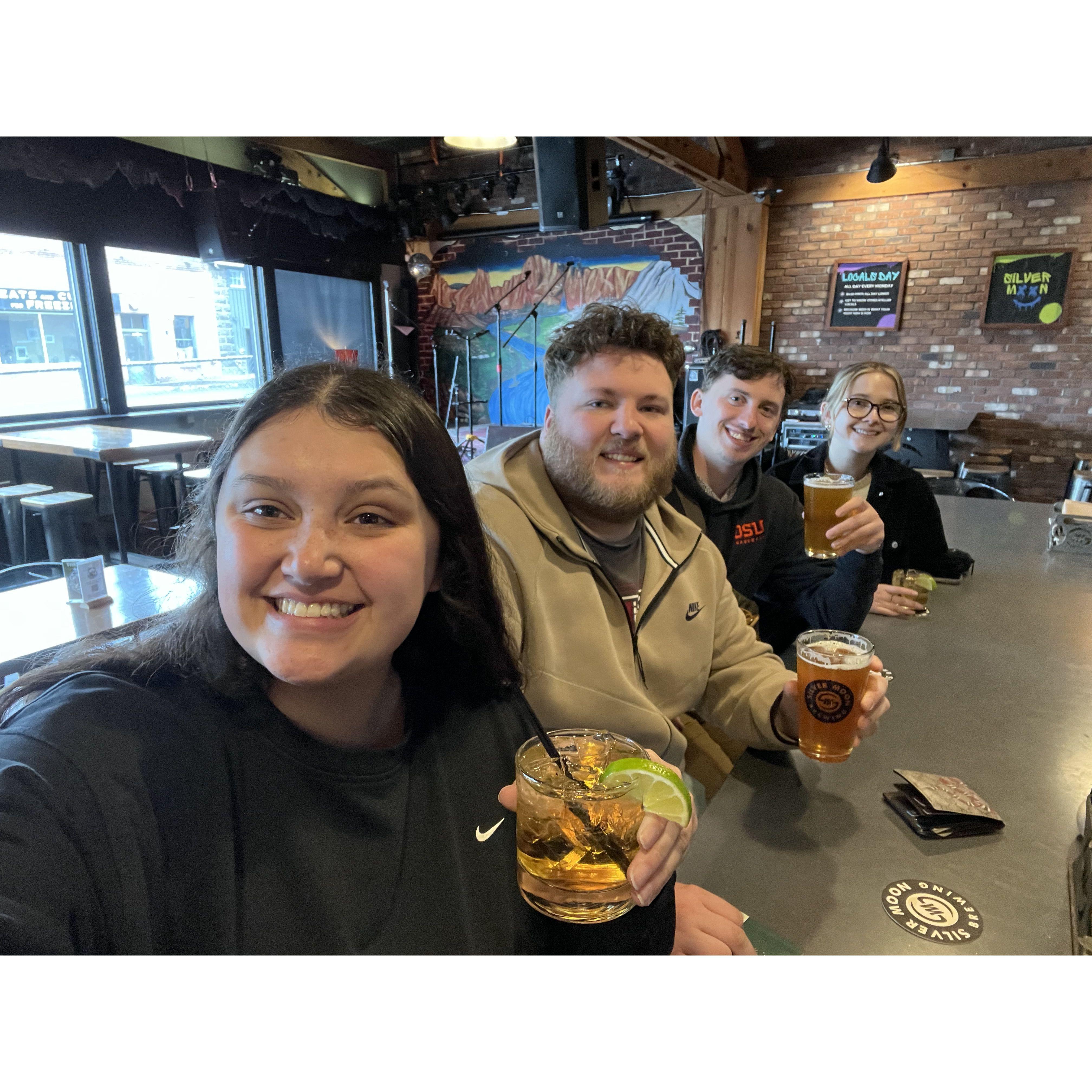 Bar crawl with our close friends, Spencer and Ally who helped coordinate Dylan's proposal to Kenzie in March 2024!