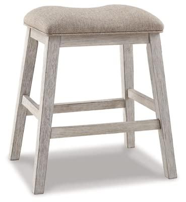 Signature Design by Ashley Skempton Modern 24" Counter Height Upholstered Barstool, 2 Count, Whitewash