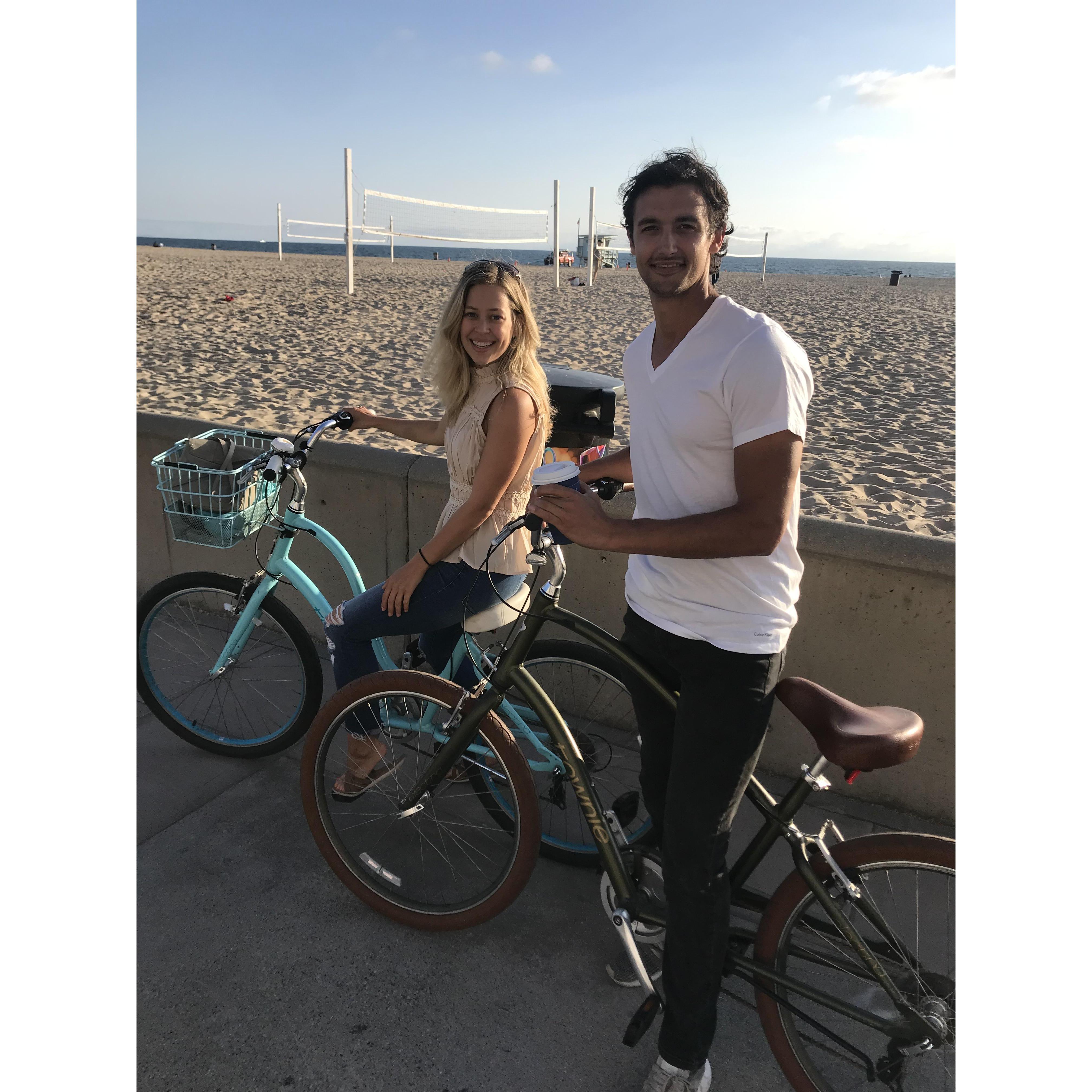 Riding our bikes on the strand, one of our favorite weekend activities.