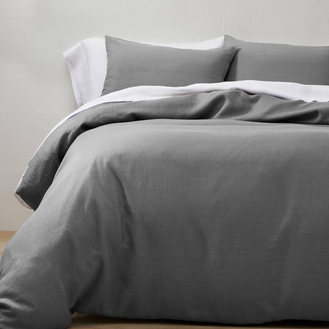 King Linen Duvet & Sham Set Dark Gray - Casaluna™