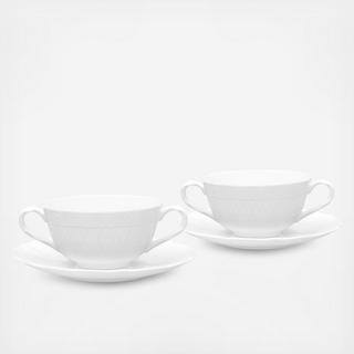 Cher Blanc Soup Cup & Saucer, Set of 2