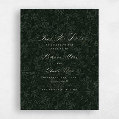 Dark Green Wedding Save the Date - Emma Portrait