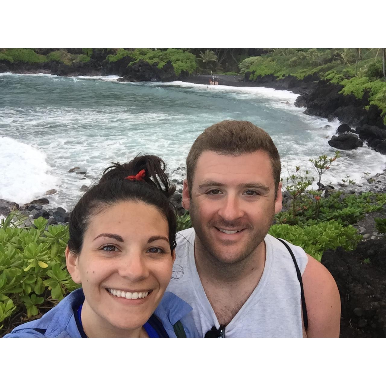 At Black Sand Beach in Maui on the Road to Hana