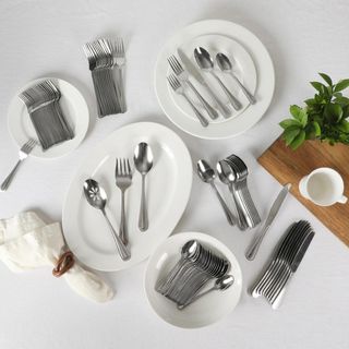 Sinta 87-Piece Bead Border Design Flatware Set, Service for 12