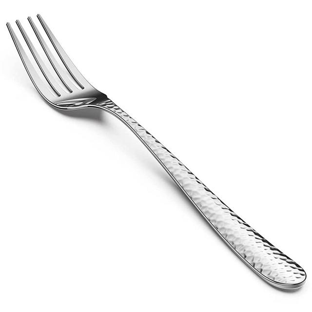 Hammered Dinner Forks 8-Piece, Stainless Steel Flatware Silverware Cutlery Forks Set of 8, Table Forks Mirror Finish, Dishwasher Safe (8-Inch)