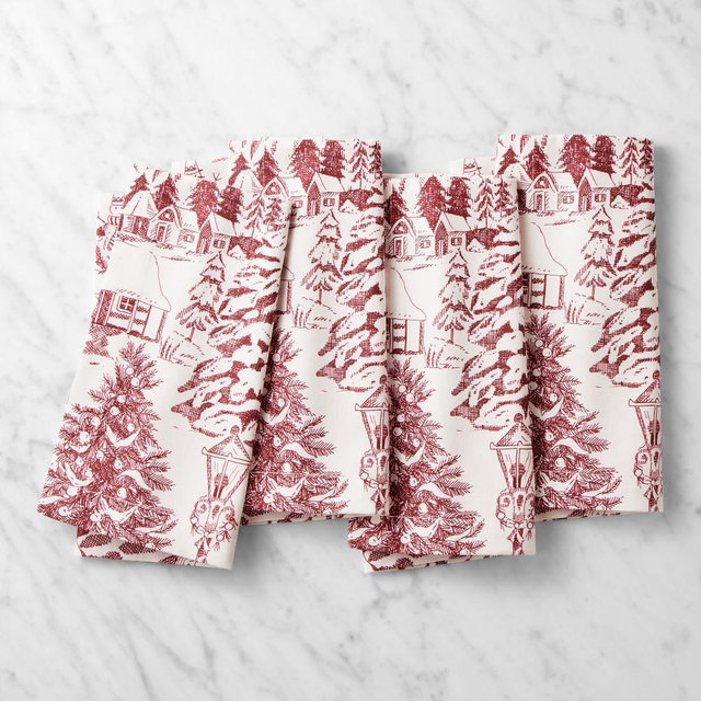 Woodland Berry Toile Napkins, Set of 4, Zinfandel