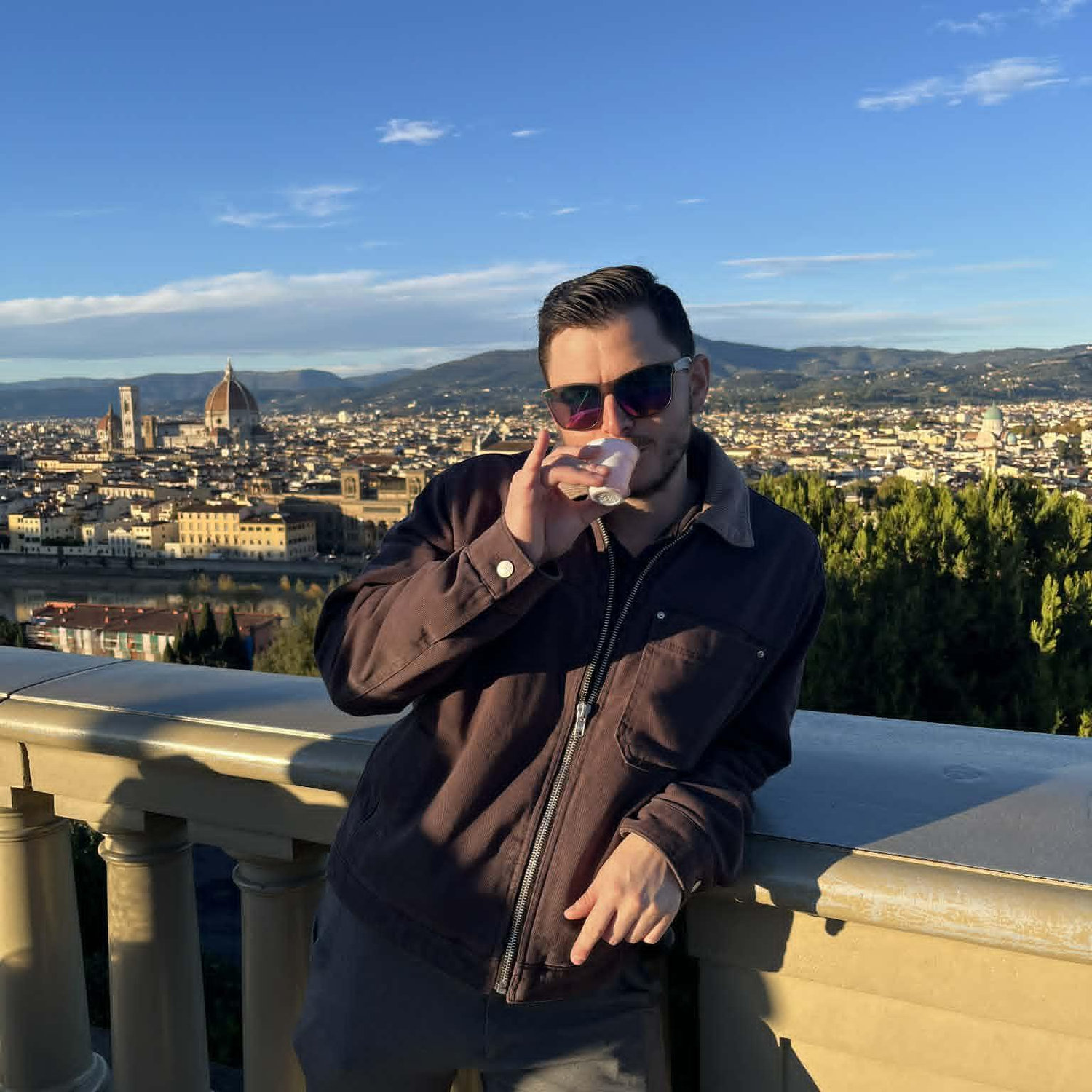 Enjoying espresso in Italia