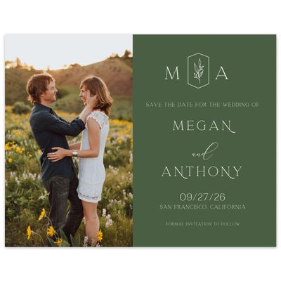 Dark Olive, Green Wedding Digital Save the Date - Eldridge Photo