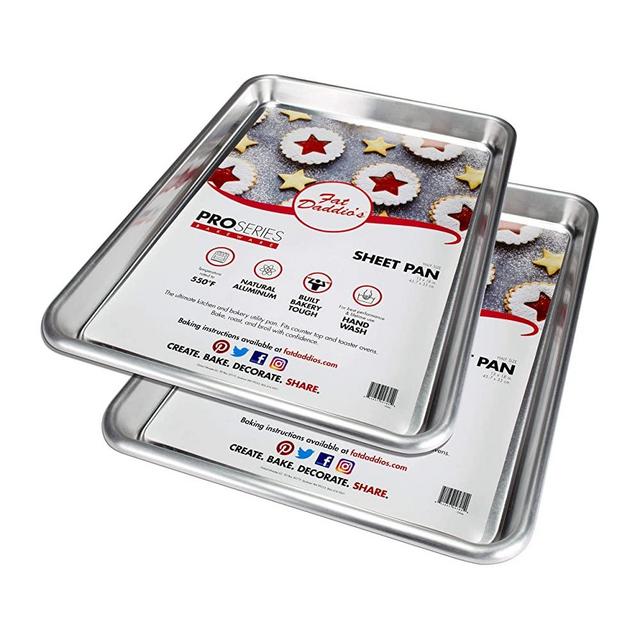 Fat Daddio's Half Sheet Pan Natural Aluminum, (13 x 18 Inch), 2-Pack, Silver