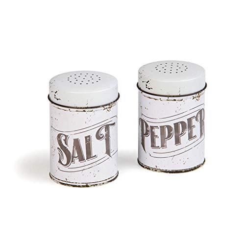 Rustic Salt & Pepper Tin Metal Shaker Set