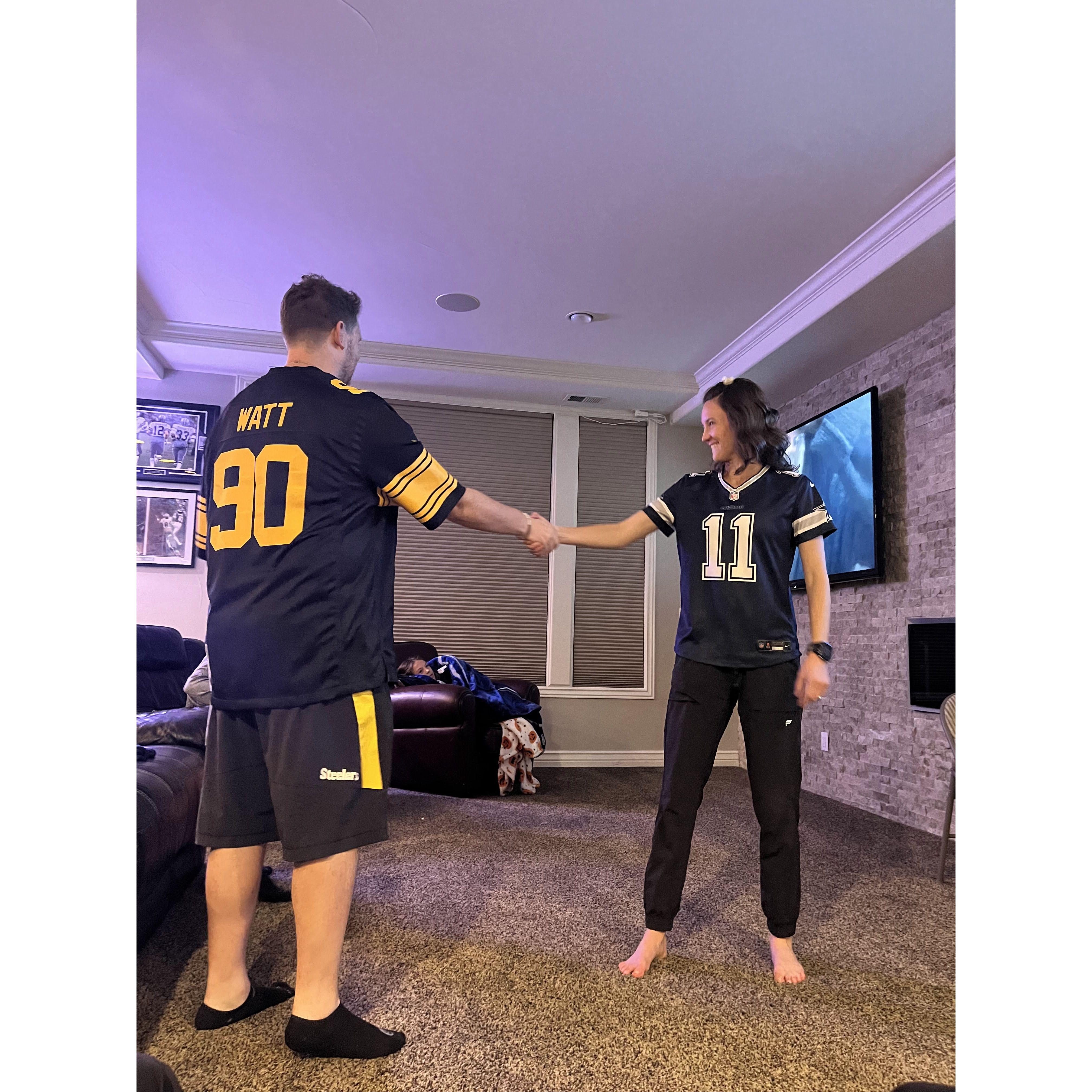 Steelers vs Cowboys 2024. Patrick lost the bet with Sierra's family and had to shave a star in his head