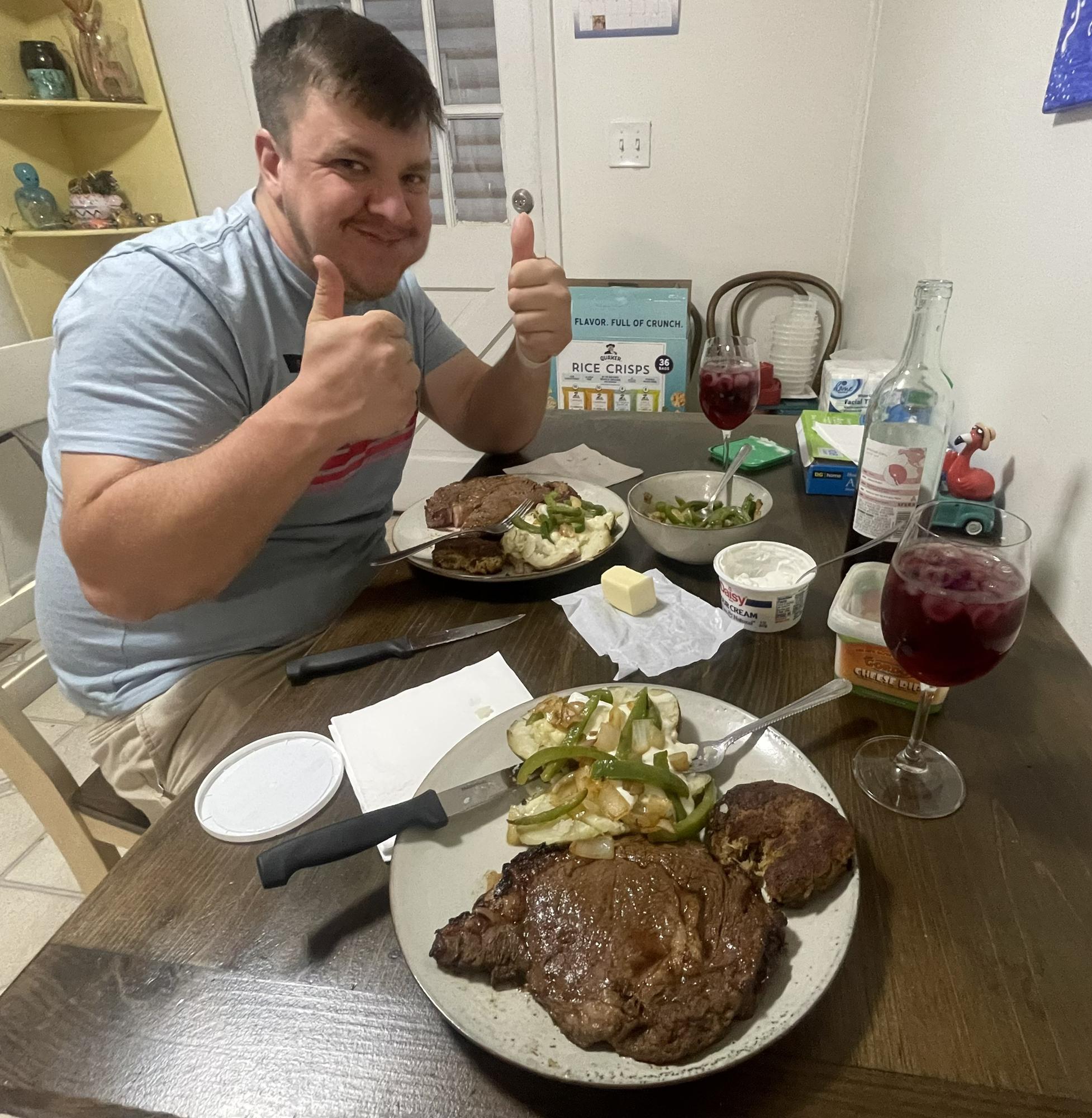 My delicious air fried steaks. I might not know how to grill but dang can I air fry a steak!