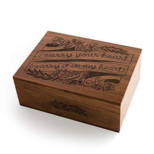 I Carry Your Heart E.E. Cummings Laser Cut Wood Keepsake or Memory Box (Valentine's Day/Wedding/Anniversary/Baby Shower/Heirloom/Christmas Gift/Handmade)