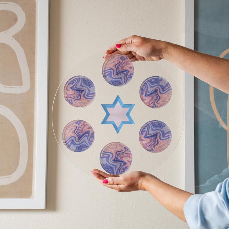 The Nosh Table, Passover Swirl Acrylic Seder Plate | Zola
