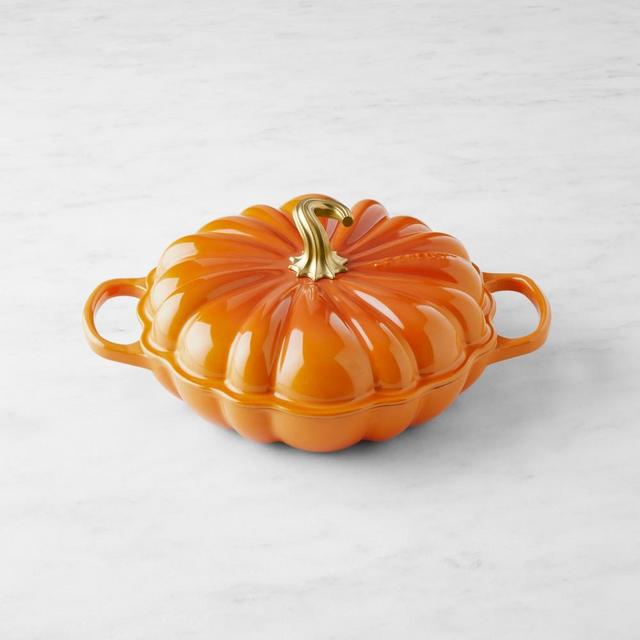 Le Creuset Enameled Cast Iron Pumpkin Braiser, 2 1/4-Qt., Persimmon with Brass Knob