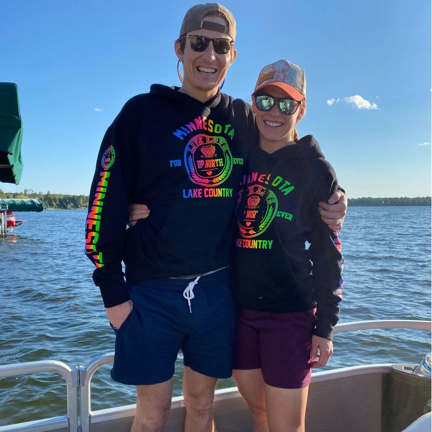 Twinning with our matching sweatshirts up on Gull Lake