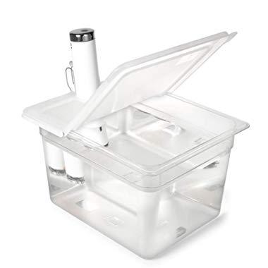 EVERIE Sous Vide Container 12 Quart with Collapsible Hinged Lid for Breville Joule Sous Vide Immersion Circulator Cooker (Side Mount)