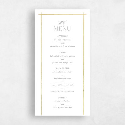 White Standard Wedding Menu - Mecca Foil