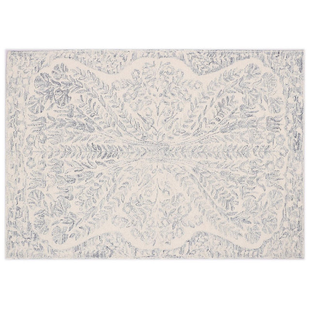 Raj 7'x10' Wool Tufted Bouquet Area Rug Blue