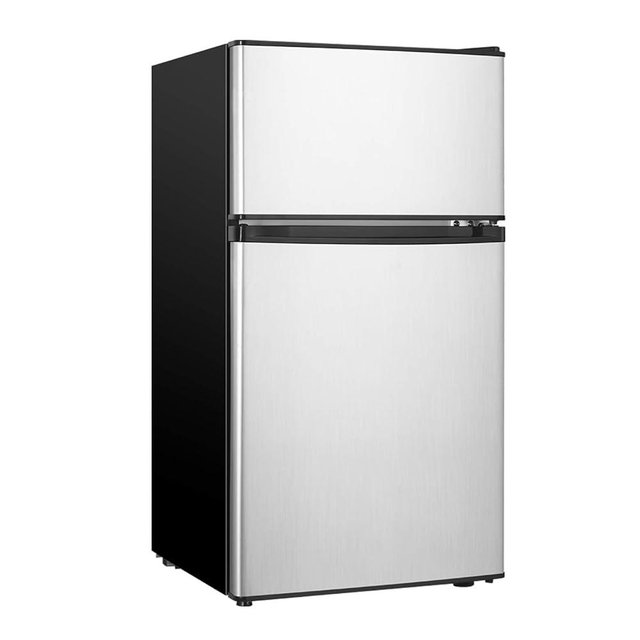 HAILANG Mini Fridge With Freezer,3.2 Cu.Ft Compact Refrigerator,Mini Refrigerator With 2 Doors For Bedroom,Office,Kitchen,Apartment,Dorm(sliver)