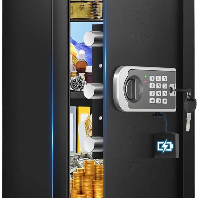 2.8 Cuft Safe Box, Home Safe Fireproof Waterproof, Security Digital Safe Box with Electronic Keypad, Spare Key, Smart Alert, Mute Mode, Anti-Theft Fireproof Safe for Document Money Valuable
