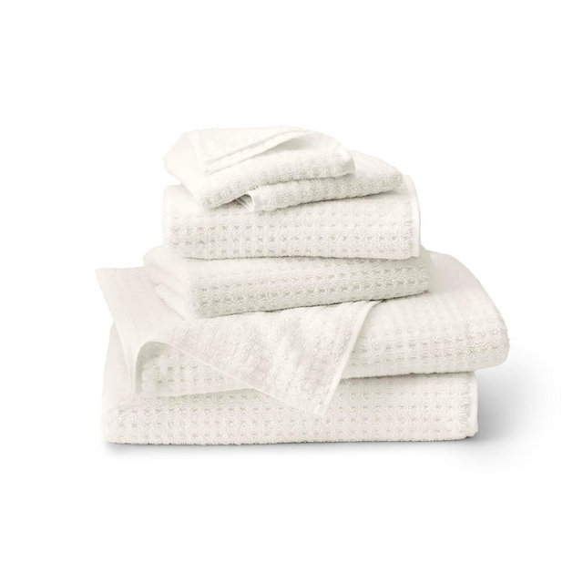 BOLL & BRANCH Turkish Waffle Bath Towel Set - Cream - 6 Piece - Includes 2 Bath Towels, 2 Hand Towels & 2 Washcloths - 100% Organic Turkish Cotton - Ultra Soft & Luxurious - Quick Dry