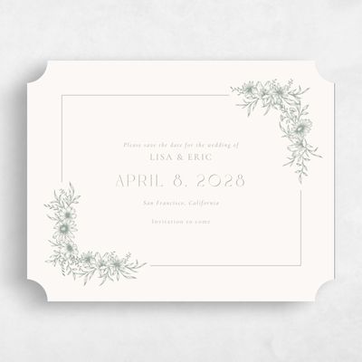 Beige Ticket Wedding Save the Date - Wiosna Landscape