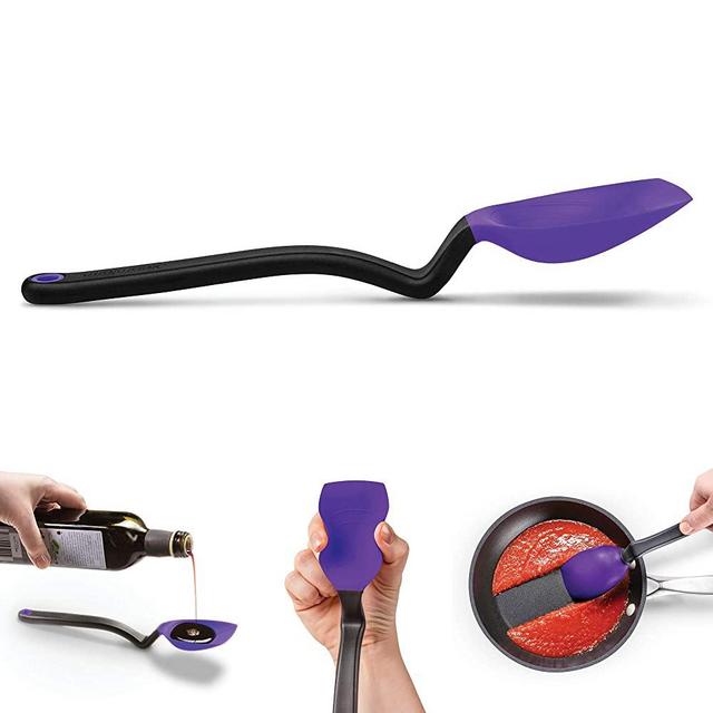 Dreamfarm Supoon | Non-Stick Silicone Sit Up Scraping & Cooking Spoon with Measuring Lines | Purple