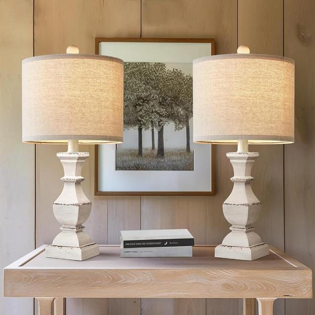 PoKat 20.5" Retro Table Lamps Set of 2 Nightstand Lamp for Bedroom Vintage Rustic Table Lamps for Living Room Traditional Nightstand Bedside Lamps