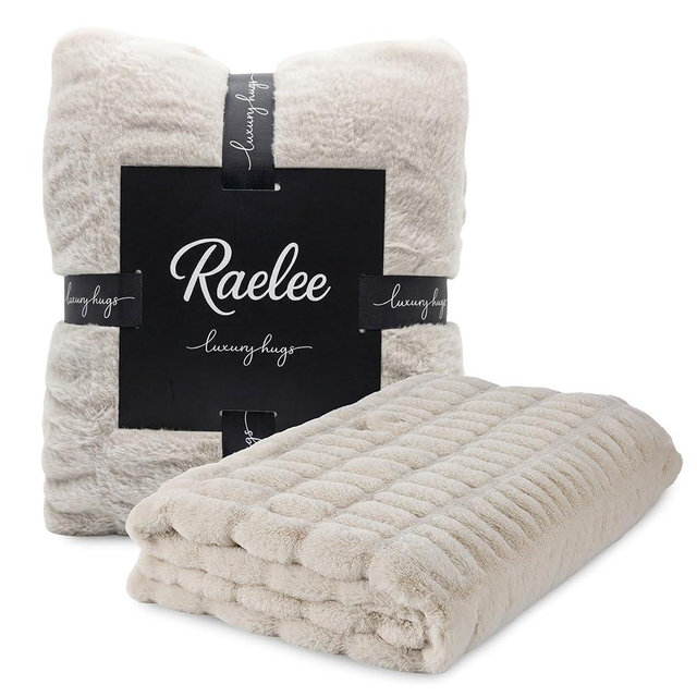 Raelee Cream Chic Faux Fur Blanket | Cloud-Soft Comfy Throw Blanket | Warming Luxury Decor | Comfort You'll Reach for Daily | Medium 50x60 Throw for All Rooms