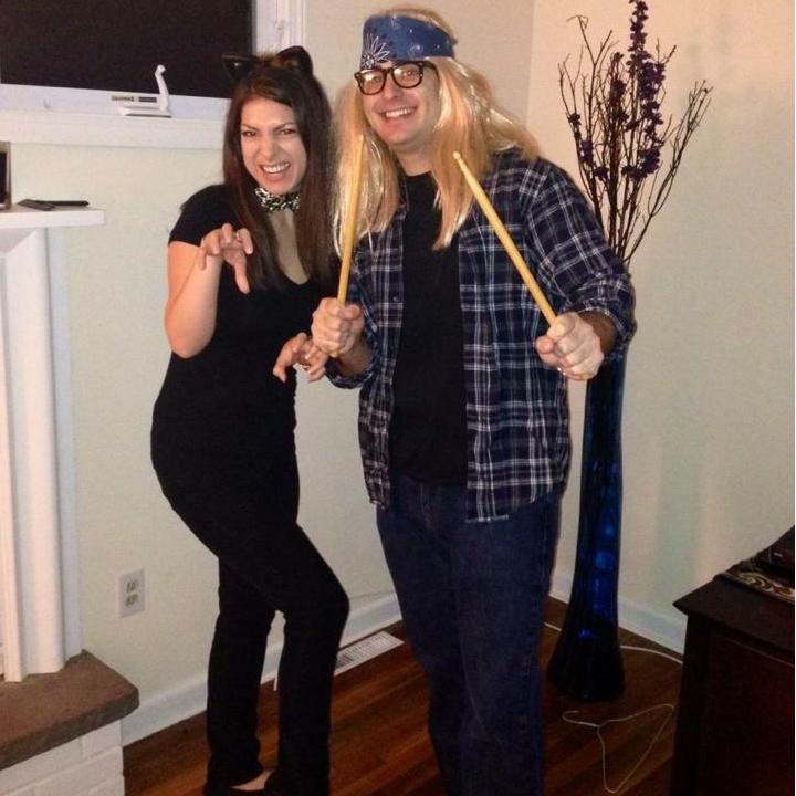 Celebrating Halloween as Garth and Cat. Getting into character!
October, 2014