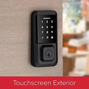Kwikset - HALO Matte Black Touchscreen Wifi Electronic Single-Cylinder Smart Lock Deadbolt W/Halifax Square Handle Combo Pack