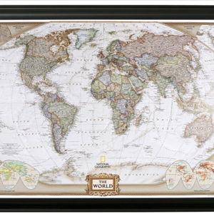 Push Pin Travel Maps Customizable Wall Art - Executive World - Black Frame - Framed Pin Map, Includes 150 Pins - Handcrafted in USA - 27.5" x 39.5"