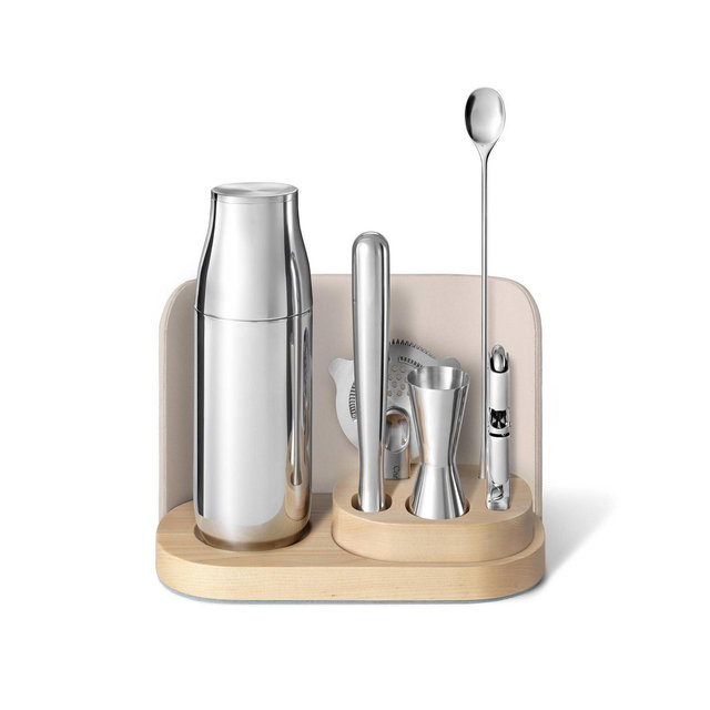 Caraway Home 9pc Bar Set with Storage Cream