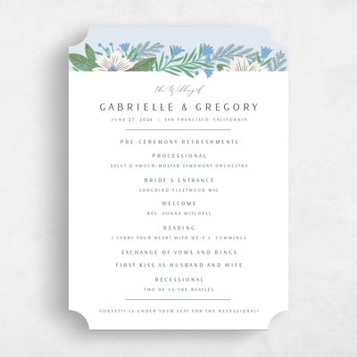 Blue Ticket Wedding Program - Camrose