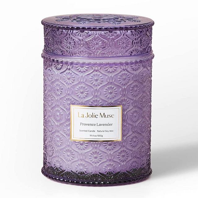 LA JOLIE MUSE Lavender Candle, Candles Gifts for Women, Aromatherapy Candle, Wood Wicked Large Scented Candle, Mother Day Gift 19.4 Oz