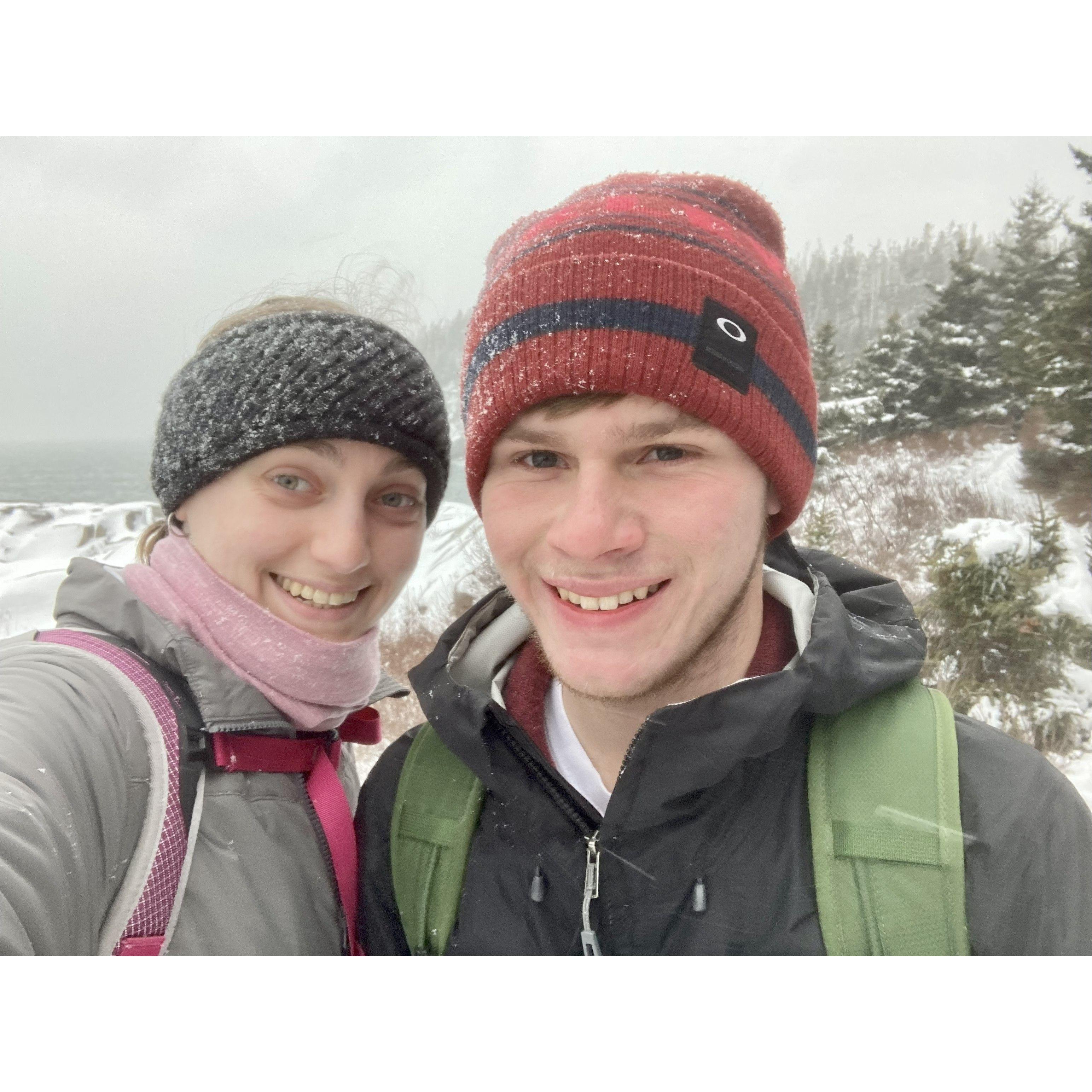 Winter hiking in Lubec