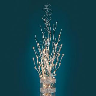 Silver Glitter Battery Operated LED Lighted Branch
