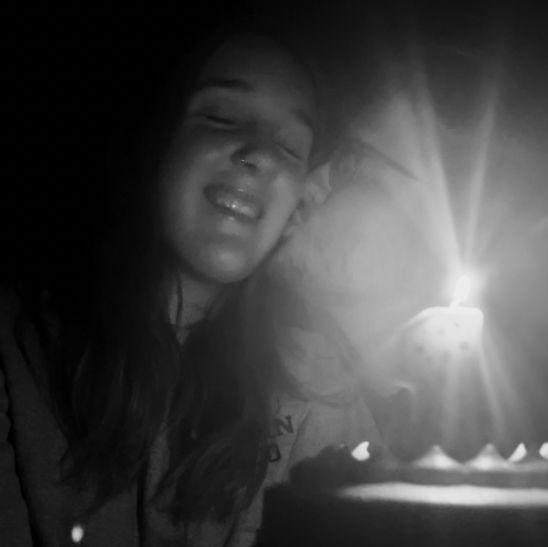September 21 2023: One year of dating! Here is the photo of us blowing out a 1 candle!