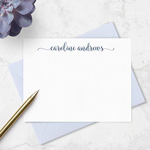 Personalized Note Cards and Envelopes Stationery Set for Ladies - Customized with Name in your Choice of Colors