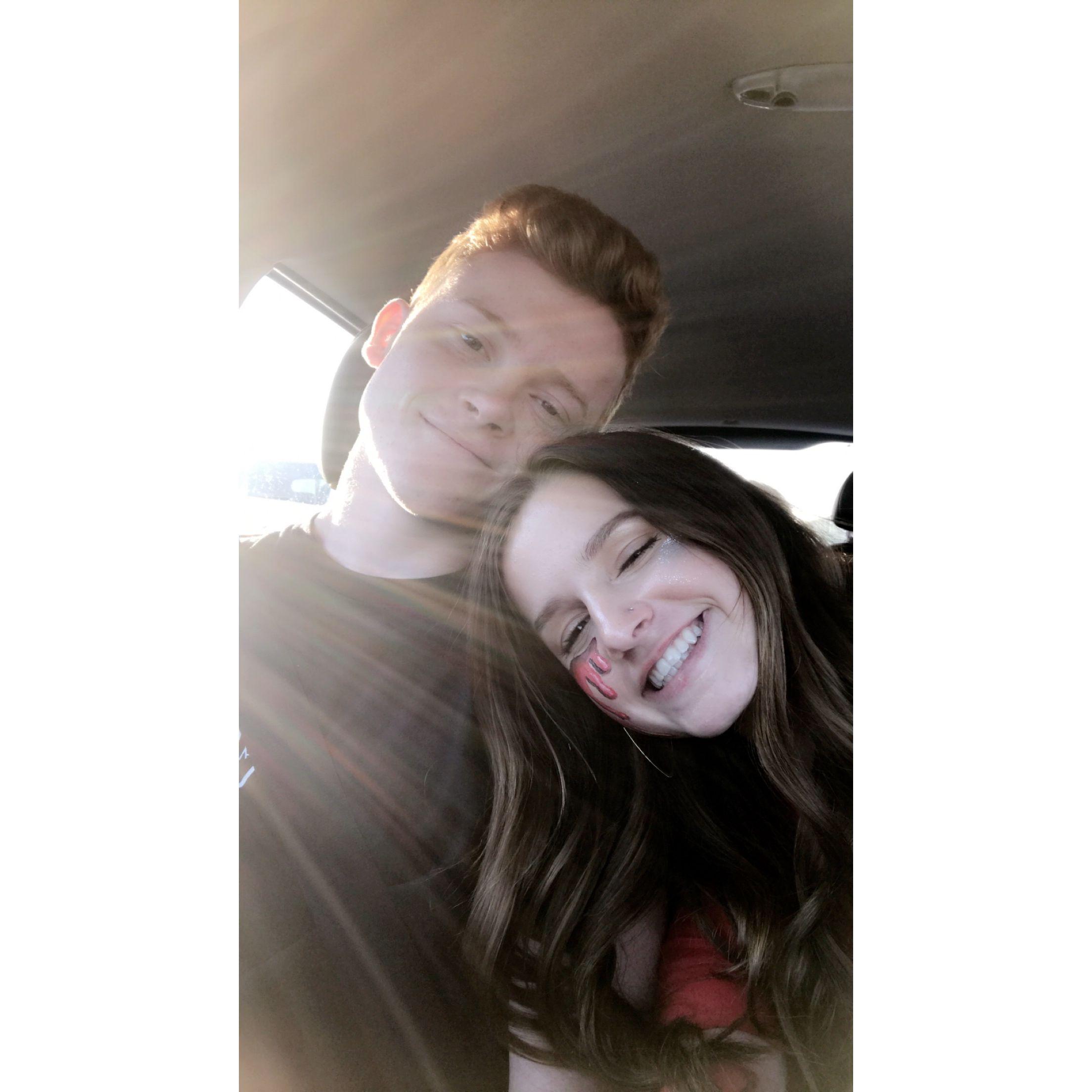 On our way to a high school football game!