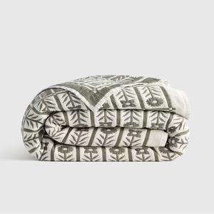 Organic Cotton Jacquard Floral Coverlet - Dried Sage, Full/Queen