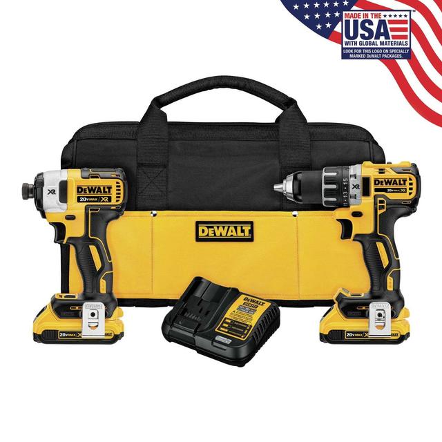 DeWalt 20V MAX XR 20 volt Cordless Brushless 2 tool Compact Drill and Impact Driver Kit