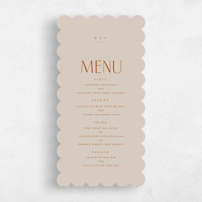 Brown Scalloped Wedding Menu - Mendoza Portrait