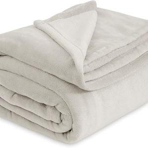 Bedsure Fleece Blanket Queen Blanket Linen - 280GSM Soft Lightweight Plush Cozy Blankets for Bed, Sofa, Couch, Travel, Camping