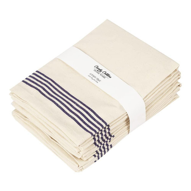 Candy Cottons Kitchen Towels Set of 6, Cotton Dish Towels, Soft Dishcloth Sets for Washing & Drying Dishes, Absorbent Tea Hand 18x28, Climate Friendly Cloth Made from Recycled Cotton, Blue