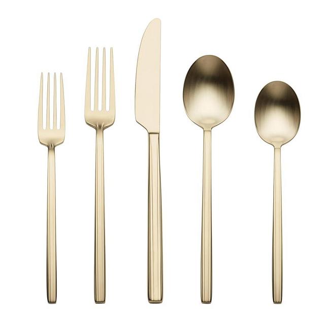 Oneida Dean Satin Champagne Piece Flatware Set, 20 Count, Metallic