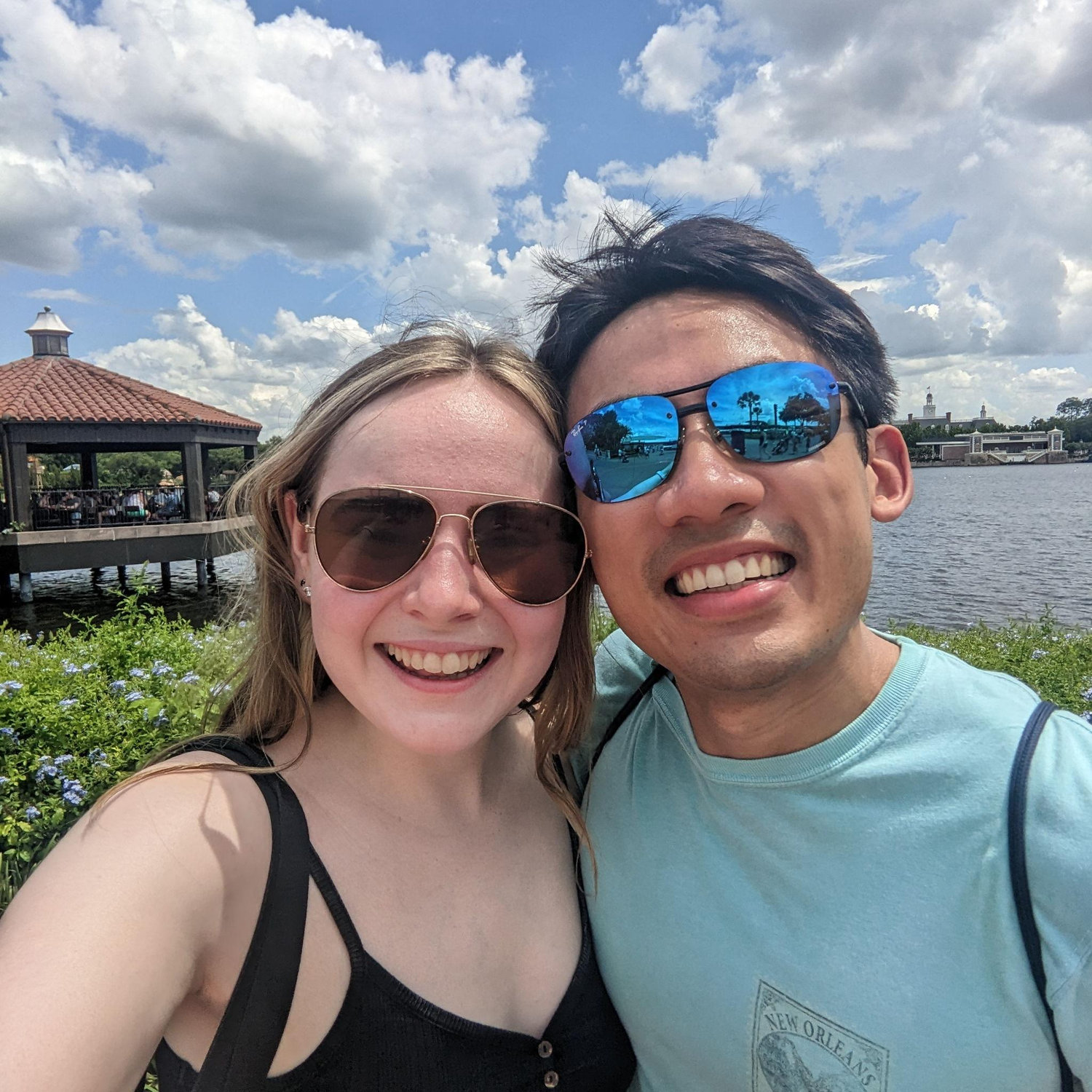 Quick photo break during our "Drink around the World" challenge in Epcot at Disney - July 2023